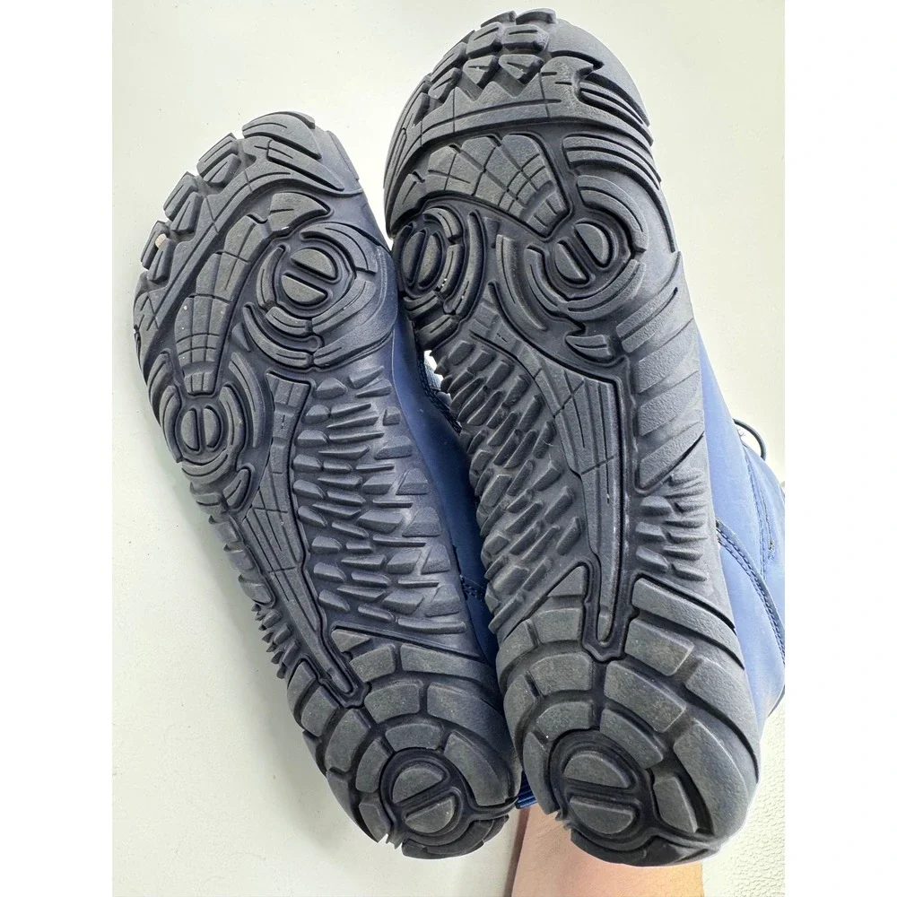 Size 43 Blue Barefoot Winter Ankle Boots Men's Faux‎ Fur Lined Minimalist Shoes